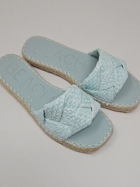 Beach by Matisse Light Blue Ivy Ratan Braided Slide Sandals Size 8M